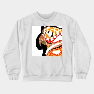 kawaii parrot in mexican orange pattern in totonac folk tattoo art Crewneck Sweatshirt